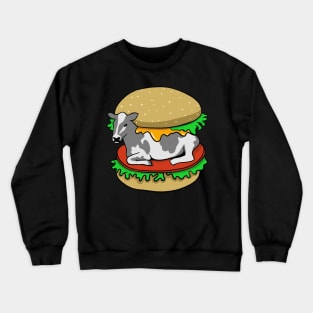 Vegan Burger Cow - Meat Free Eat Plants Crewneck Sweatshirt